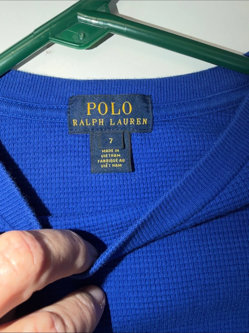 Polo by Ralph Lauren Boys' Cobalt Blue Long Sleeve Waffle Knit Tee with Red Pony
